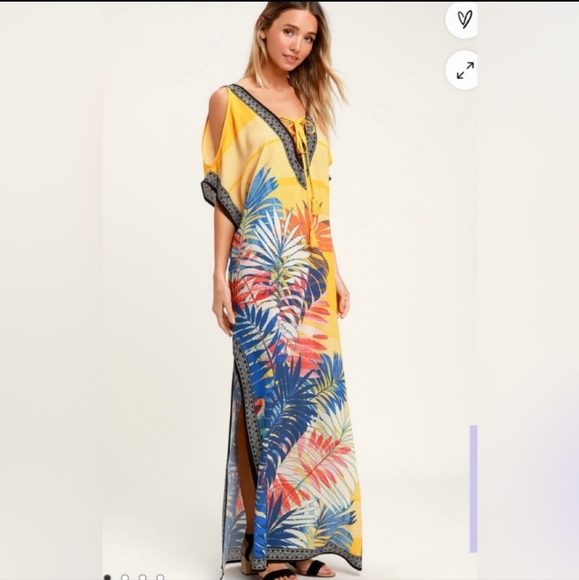 💙Lulu's Totally Tropical Kaftan Maxi Dress💙 - Picture 3 of 11